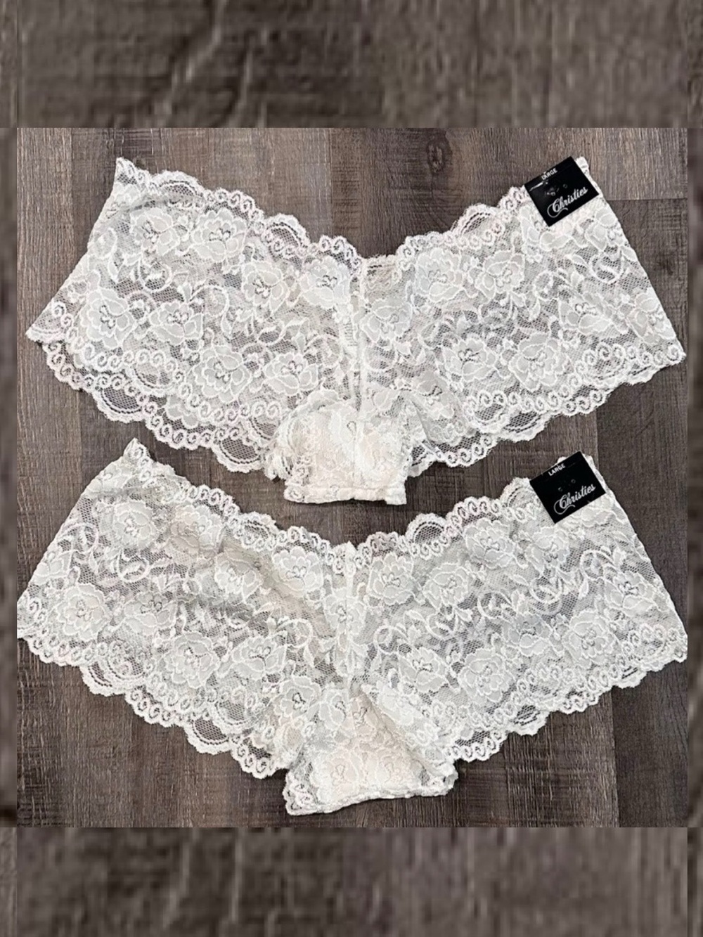 New 2-Pair Bundle Women’s Size Large White Lace Hipster Panties